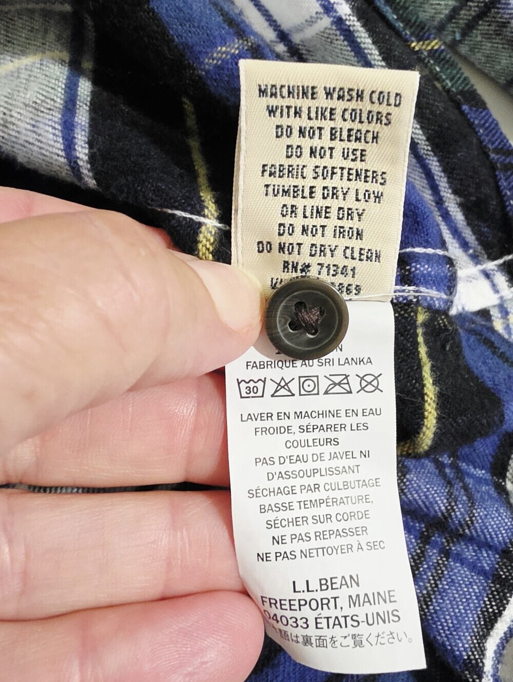 L.L.Bean Women M Tartan Plaid Flannel Shirt Relaxed Fit 100% Cotton Blue Green - Picture 13 of 13
